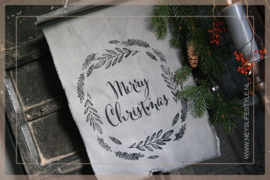Wanddoek MERRY CHRISTMAS krans | beige