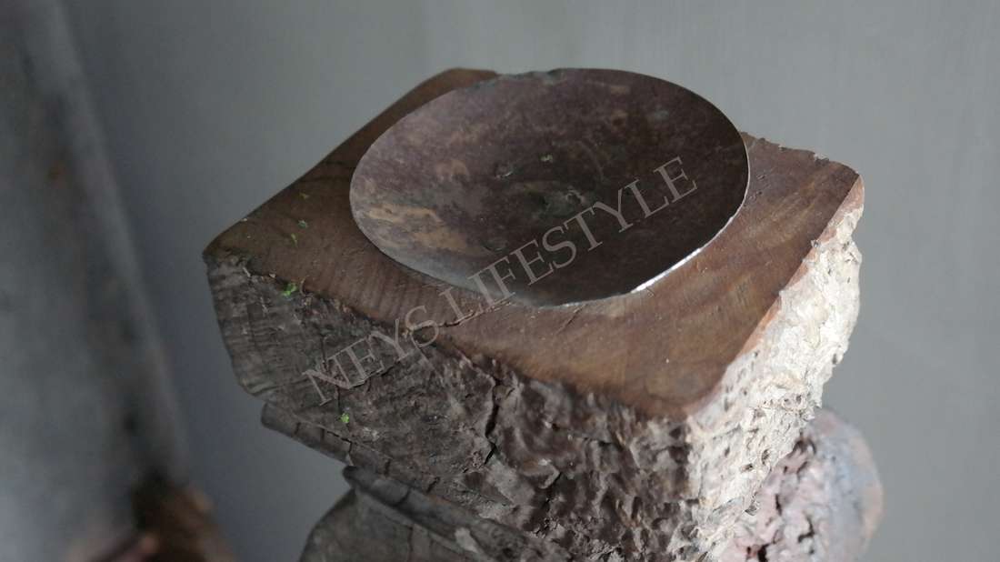 Pilaar met kaarsenhouder old wood | 1
