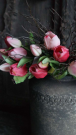 Bosje tulpen kunst 30 cm | mix pink