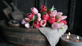 Bosje tulpen kunst 30 cm | mix pink