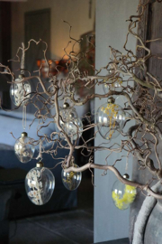 Hanging eggs glass 4 st | yellow L