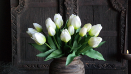 Bosje tulpen kunst 28 cm | wit