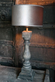 Lampenkap velvet cilinder | grey-brown