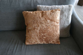 Velvet kussen Chez leather brown  | 45 x 45 cm