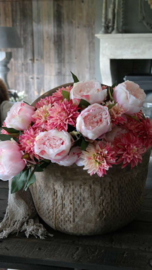 Boeket zijden kant en klaar | Dahlia Peony