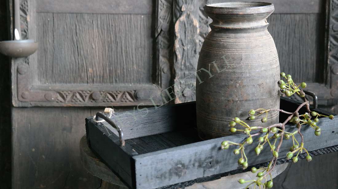 Houten dienblad black | met handvat