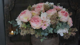 Droogboeket peony kunst| zachtroze