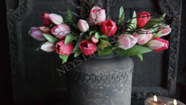 Bosje tulpen kunst 30 cm | mix pink