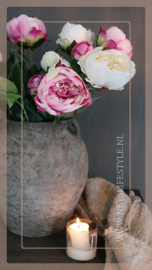 Pioenroos kunst | wit 79 cm