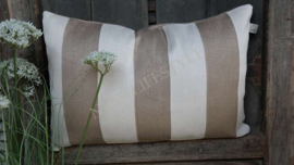 Outdoor Kussen streep taupe-wit | 40 x 60 cm