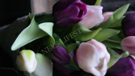 Bosje tulpen kunst 30 cm | mix purple