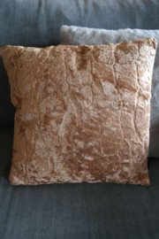 Velvet kussen Chez leather brown  | 45 x 45 cm