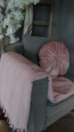 Katoenen plaid kwast roze | 150 x 200 cm