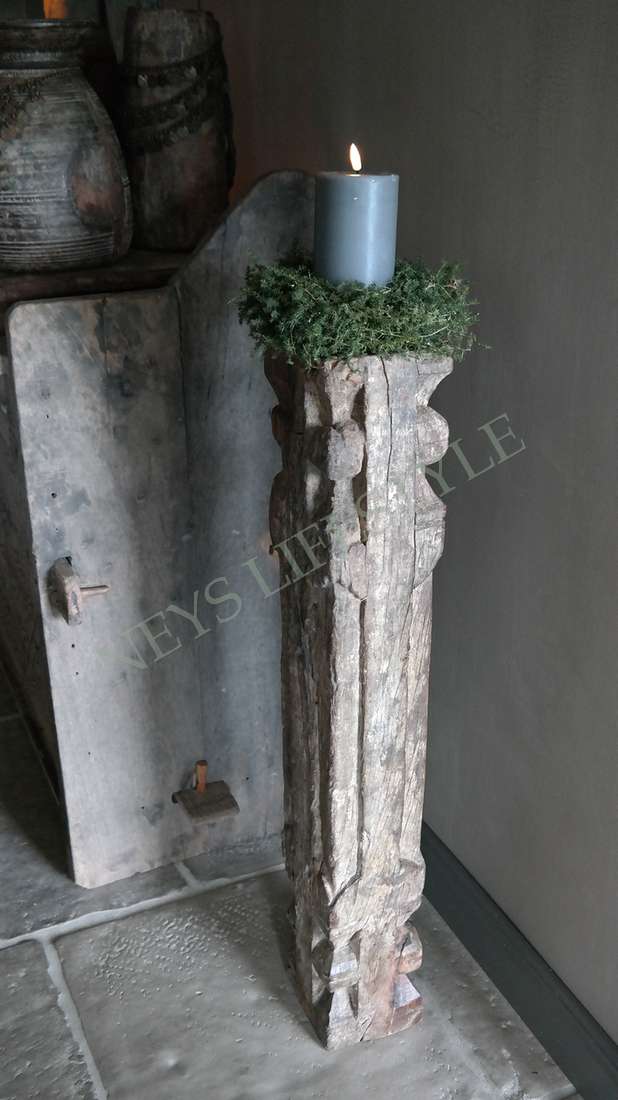 Pilaar met kaarsenhouder old wood | 2