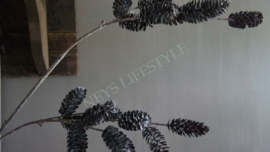 Dennenappel namaak tak 122 cm | zwart