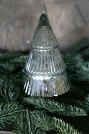 Kerstboom kaars glas | silver