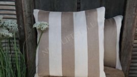 Outdoor Kussen streep taupe-wit | 45 x 45 cm