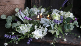 Krans hortensia & lavendel namaak |  45 cm