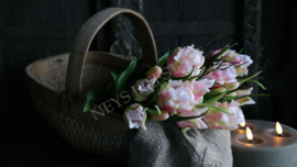 Bosje papegaaien tulpen kunst 40 cm | roze