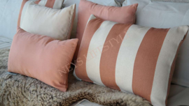 Outdoor Kussen streep peach-wit | 40 x 60 cm