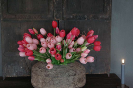 Bosje tulpen kunst 39 cm | donker roze