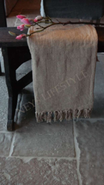 Katoenen plaid kwast beige | 130 x 160 cm