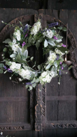 Krans hortensia & lavendel namaak |  45 cm