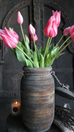 Tulp in bloei kunst 45 cm | donkerroze