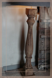 Baluster vloerlamp excl kap | hout 125 cm