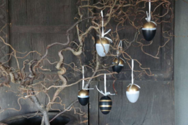 Hanging eggs black gold | koker 6 st