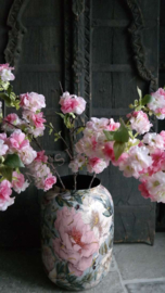 Kersen Bloesem tak zijden | roze/groen