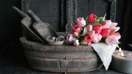 Bosje tulpen kunst 30 cm | mix pink