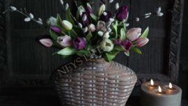 Bosje tulpen kunst 30 cm | mix purple