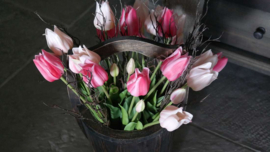 Tulp in bloei kunst 45 cm | roze
