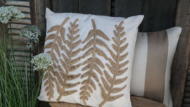 Outdoor Kussen streep taupe-wit | 40 x 60 cm