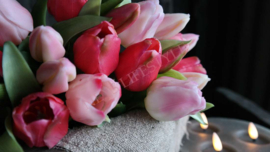 Bosje tulpen kunst 30 cm | mix pink