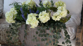 Pot opgemaakt met geraniums compleet | UV bestendig