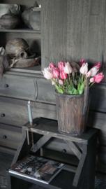 Tulp in bloei kunst 45 cm | donkerroze