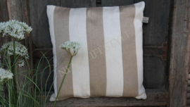Outdoor Kussen streep taupe-wit | 45 x 45 cm