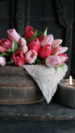 Bosje tulpen kunst 30 cm | mix pink