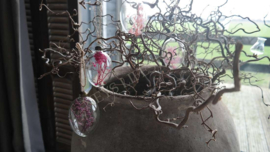Hanging eggs glass 4 st | pink /purple S
