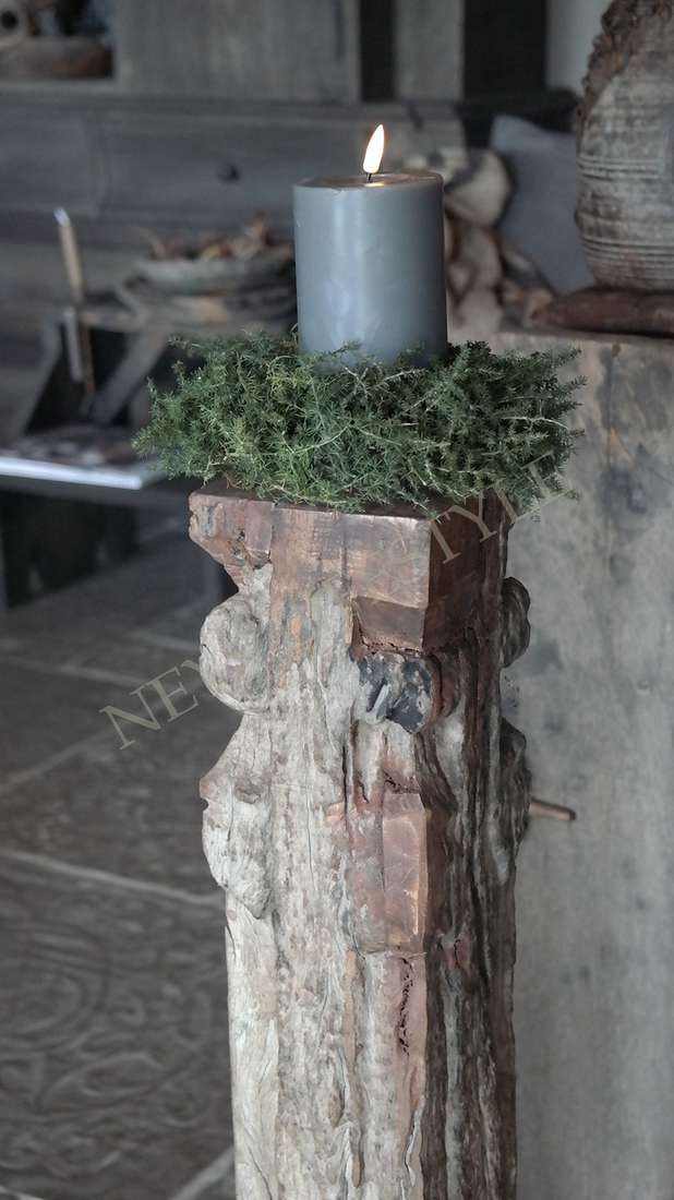 Pilaar met kaarsenhouder old wood | 2