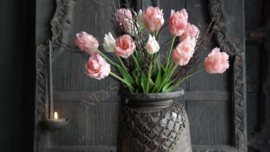 Bosje Tulp parrot roze/wit l 40 cm