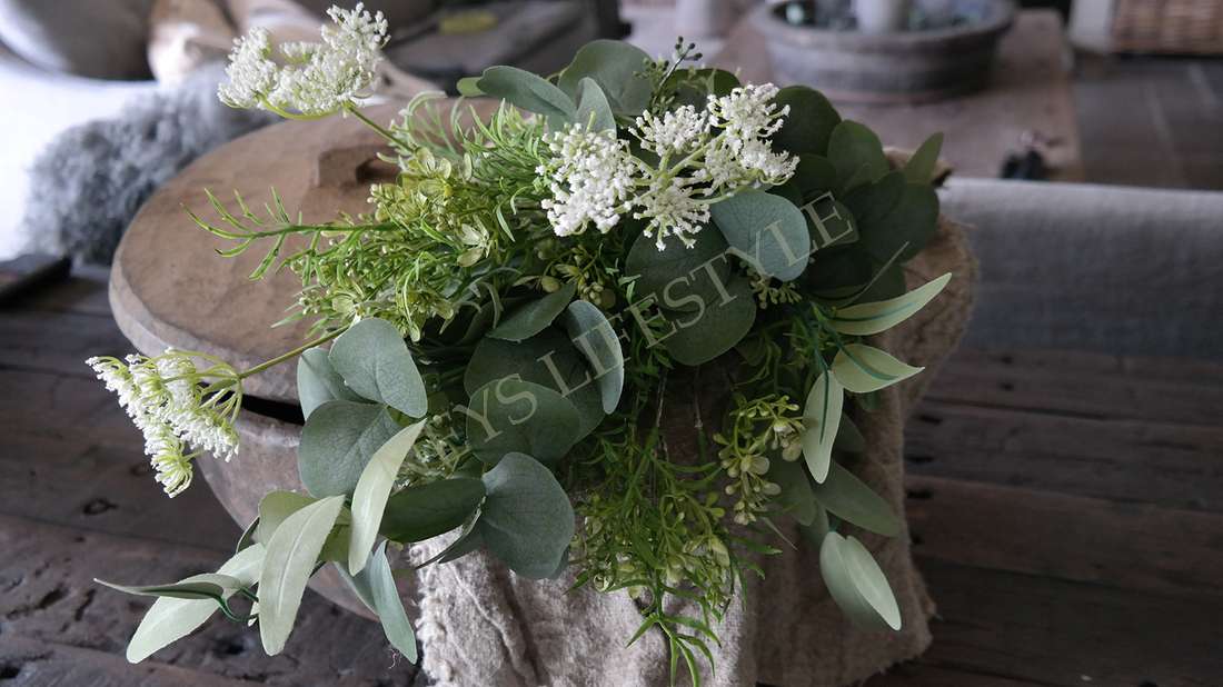 Toef Eucalyptus-wildwortel- groen bosje excl doek | zijden