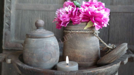 Houten pot Aida deksel | grey