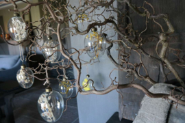 Hanging eggs glass 4 st | yellow S