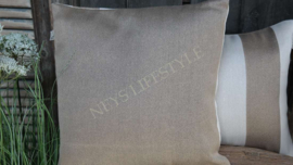 Outdoor Kussen streep taupe-wit | 45 x 45 cm