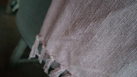 Katoenen plaid kwast roze | 150 x 200 cm