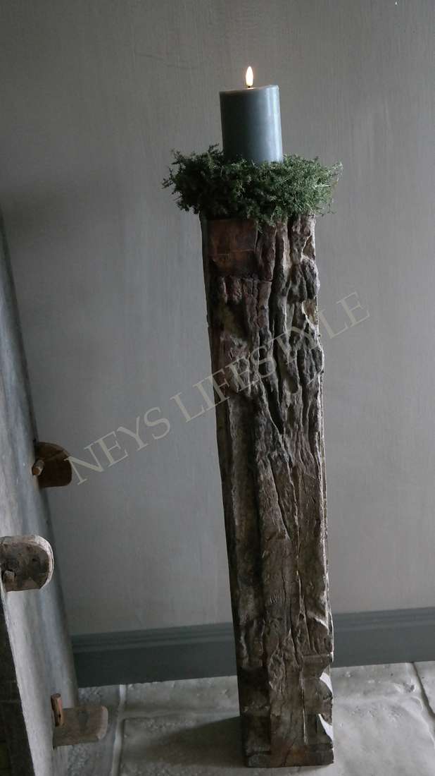 Pilaar met kaarsenhouder old wood | 2
