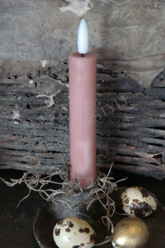 2 LED diner kaarsen met afstandsbediening |  15 cm roze